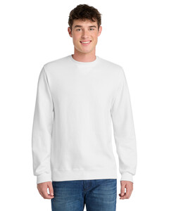 Port & Co PC098 White-Essential Pigment-Dyed Crewneck Sweatshirt White