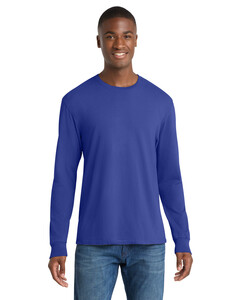 Port & Co PC099LS Blue-Pigment-Dyed Long Sleeve T-Shirt Blue