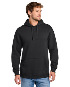 Port & Co PC107H Black-Foundation Fleece Pullover Hooded Sweatshirt Black