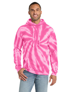 Port & Co PC146 Pink-Essential Tie-Dye Pullover Hoodie Pink
