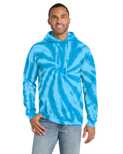 Port & Co PC146 Blue-Green-Essential Tie-Dye Pullover Hoodie Blue-Green