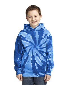 Port & Co PC146Y Blue-Youth Essential Tie-Dye Pullover Hoodie Blue