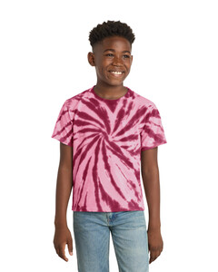 Port & Co PC147Y Maroon-Youth Essential Tie-Dye Tee Maroon