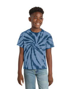 Port &amp; Co PC147Y Navy-Youth Essential Tie-Dye Tee Navy