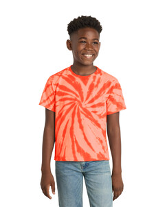 Port &amp; Co PC147Y Orange-Youth Essential Tie-Dye Tee Orange