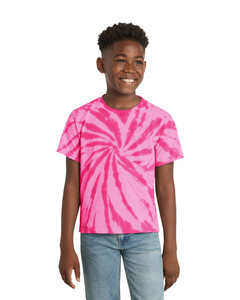 Port & Co PC147Y Pink-Youth Essential Tie-Dye Tee Pink