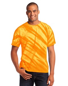 Port & Co PC148 Yellow-Essential Tiger Stripe Tie-Dye T-Shirt Yellow