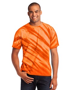 Port & Co PC148 Orange-Essential Tiger Stripe Tie-Dye T-Shirt Orange