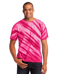 Port & Co PC148 Pink-Essential Tiger Stripe Tie-Dye T-Shirt Pink