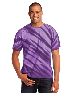 Port & Co PC148 Purple-Essential Tiger Stripe Tie-Dye T-Shirt Purple