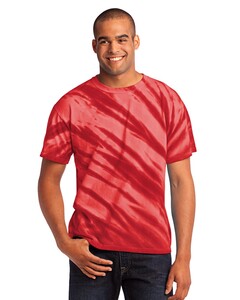 Port & Co PC148 Red-Essential Tiger Stripe Tie-Dye T-Shirt Red