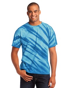Port & Co PC148 Blue-Essential Tiger Stripe Tie-Dye T-Shirt Blue
