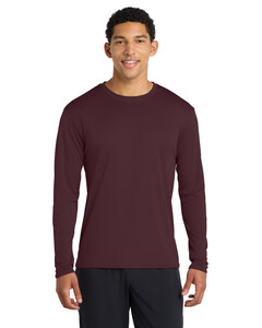 Port &amp; Co PC380LS Maroon-Long Sleeve Performance T-Shirt Maroon