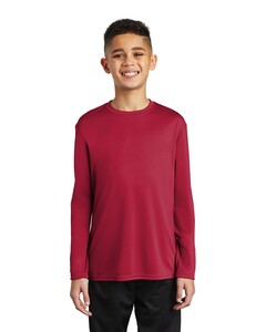 Port &amp; Co PC380YLS Red-Youth Long Sleeve Performance T-Shirt Red