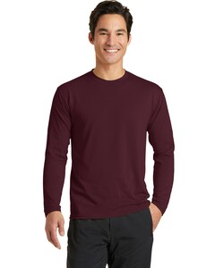 Port &amp; Co PC381LS Maroon-Long Sleeve Essential Blended Performance T-Shirt Maroon