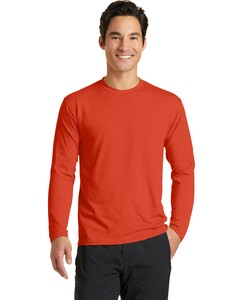 Port &amp; Co PC381LS Orange-Long Sleeve Essential Blended Performance T-Shirt Orange