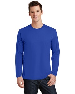 Port &amp; Co PC450LS Blue-Long Sleeve Fan Favorite T-Shirt Blue