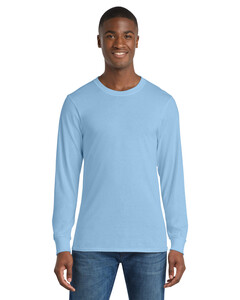 Port & Co PC54LS Blue-100% Cotton Long Sleeve T-Shirt Blue