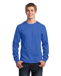 Port & Co PC54LS Blue-100% Cotton Long Sleeve T-Shirt Blue