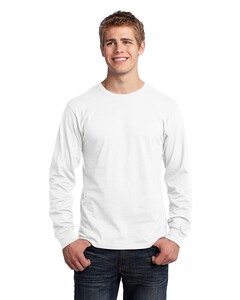Port & Co PC54LS White-100% Cotton Long Sleeve T-Shirt White