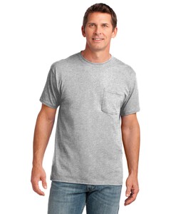 Port & Co PC54P Gray-54-oz 100% Cotton Pocket T-Shirt Gray