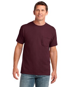 Port & Co PC54P Maroon-54-oz 100% Cotton Pocket T-Shirt Maroon