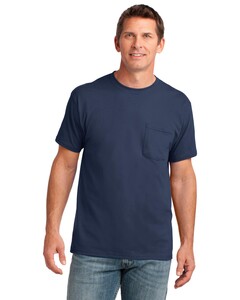 Port & Co PC54P Navy-54-oz 100% Cotton Pocket T-Shirt Navy