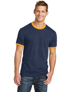 Port & Co PC54R Navy-5.4-Oz 100% Cotton Ringer T-Shirt Navy