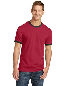 Port & Co PC54R Red-5.4-Oz 100% Cotton Ringer T-Shirt Red