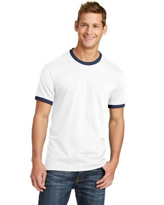 Port & Co PC54R White-5.4-Oz 100% Cotton Ringer T-Shirt White