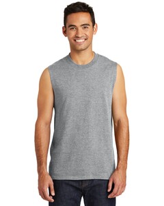 Port & Co PC54SL Gray-Core Cotton Sleeveless T-Shirt Gray