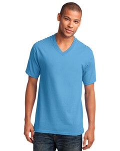 Port & Co PC54V Blue-Green-5.4-oz 100% Cotton V-Neck T-Shirt Blue-Green