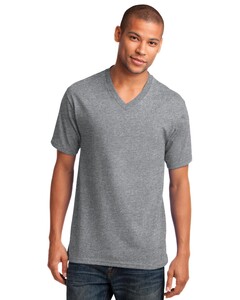 Port &amp; Co PC54V Gray-5.4-oz 100% Cotton V-Neck T-Shirt Gray