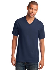Port &amp; Co PC54V Navy-5.4-oz 100% Cotton V-Neck T-Shirt Navy