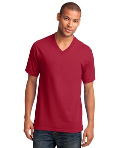 Port & Co PC54V Red-5.4-oz 100% Cotton V-Neck T-Shirt Red