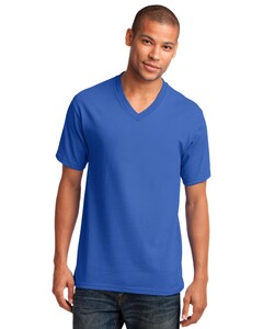Port & Co PC54V Blue-5.4-oz 100% Cotton V-Neck T-Shirt Blue