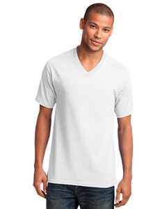 Port & Co PC54V White-5.4-oz 100% Cotton V-Neck T-Shirt White