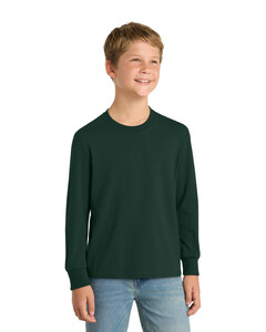 Port & Co PC54YLS Green-Youth Long Sleeve 5.4-oz 100% Cotton T-Shirt Green