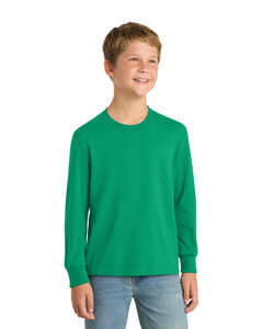 Port & Co PC54YLS Green-Youth Long Sleeve 5.4-oz 100% Cotton T-Shirt Green