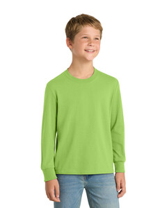 Port & Co PC54YLS Green-Youth Long Sleeve 5.4-oz 100% Cotton T-Shirt Green