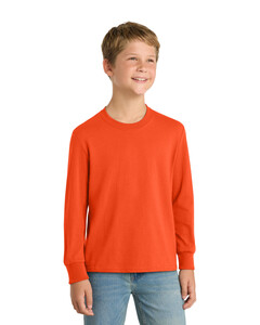 Port & Co PC54YLS Orange-Youth Long Sleeve 5.4-oz 100% Cotton T-Shirt Orange
