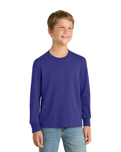 Port & Co PC54YLS Purple-Youth Long Sleeve 5.4-oz 100% Cotton T-Shirt Purple