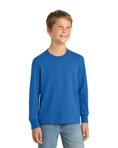 Port & Co PC54YLS Blue-Youth Long Sleeve 5.4-oz 100% Cotton T-Shirt Blue