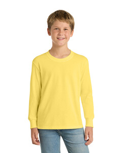 Port & Co PC54YLS Yellow-Youth Long Sleeve 5.4-oz 100% Cotton T-Shirt Yellow