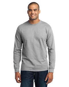 Port &amp; Co PC55LS Gray-Long Sleeve 50/50 Cotton/Poly T-Shirt Gray