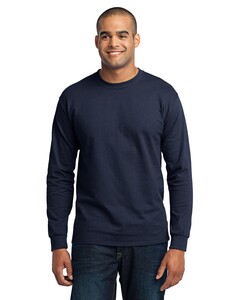 Port &amp; Co PC55LS Navy-Long Sleeve 50/50 Cotton/Poly T-Shirt Navy