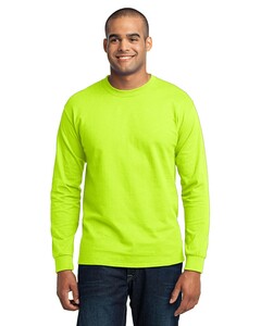 Port &amp; Co PC55LS Safety-Long Sleeve 50/50 Cotton/Poly T-Shirt Safety