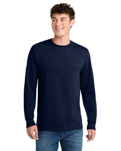 Port &amp; Co PC55LST Navy-Tall Long Sleeve 50/50 Cotton/Poly T-Shirt Navy