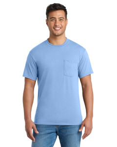 Port & Co PC55P Blue-50/50 Cotton/Poly T-Shirt with Pocket Blue