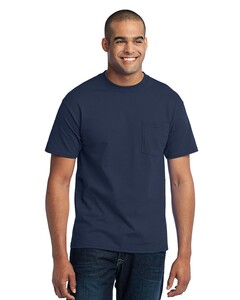 Port &amp; Co PC55P Navy-50/50 Cotton/Poly T-Shirt with Pocket Navy